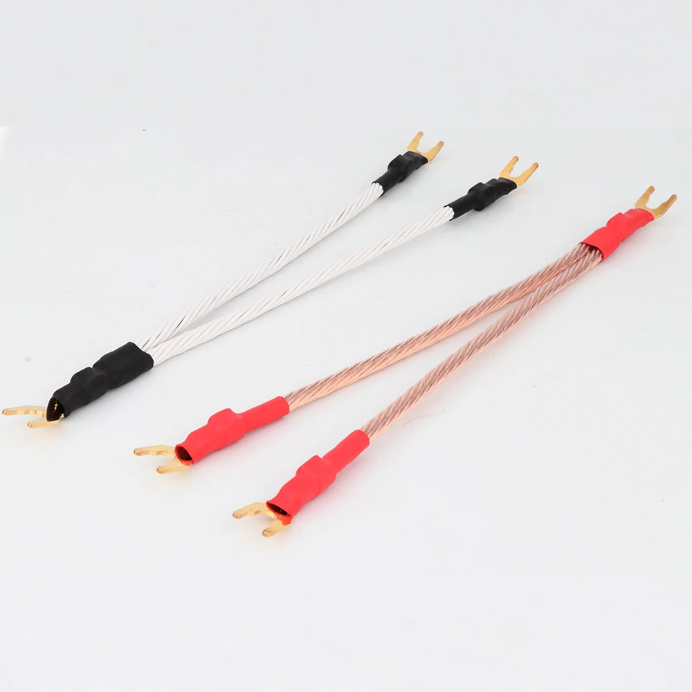 Hifi 8TC 2pieces Twist Speaker Jumper cable Bridge Cable 1spade to 2spade Speakers jumer links Cables