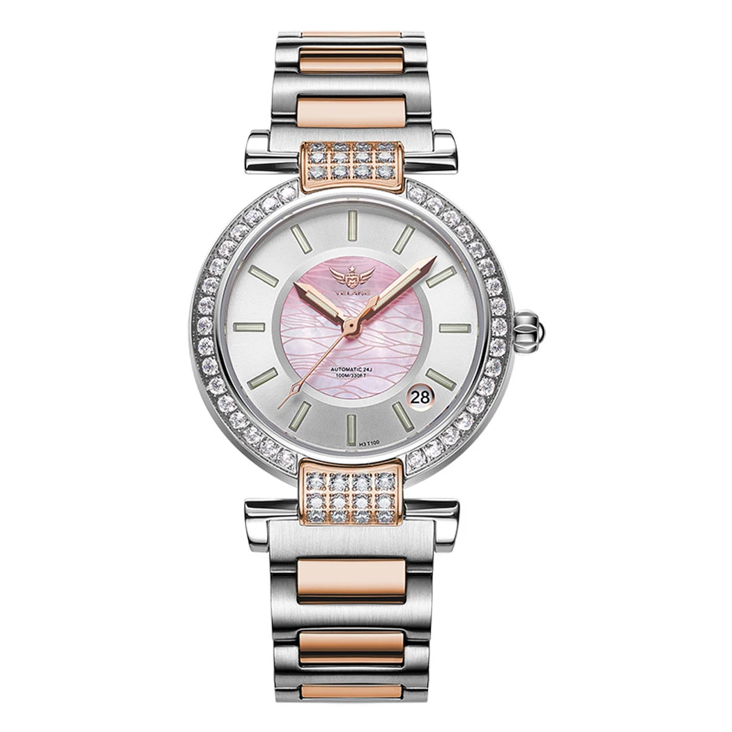 

YELANG Women Watch Luxury Ladies Automatic Meachanical Wristwatch Luminous 100M Waterproof Sapphire Austria Crystal Steel Strap