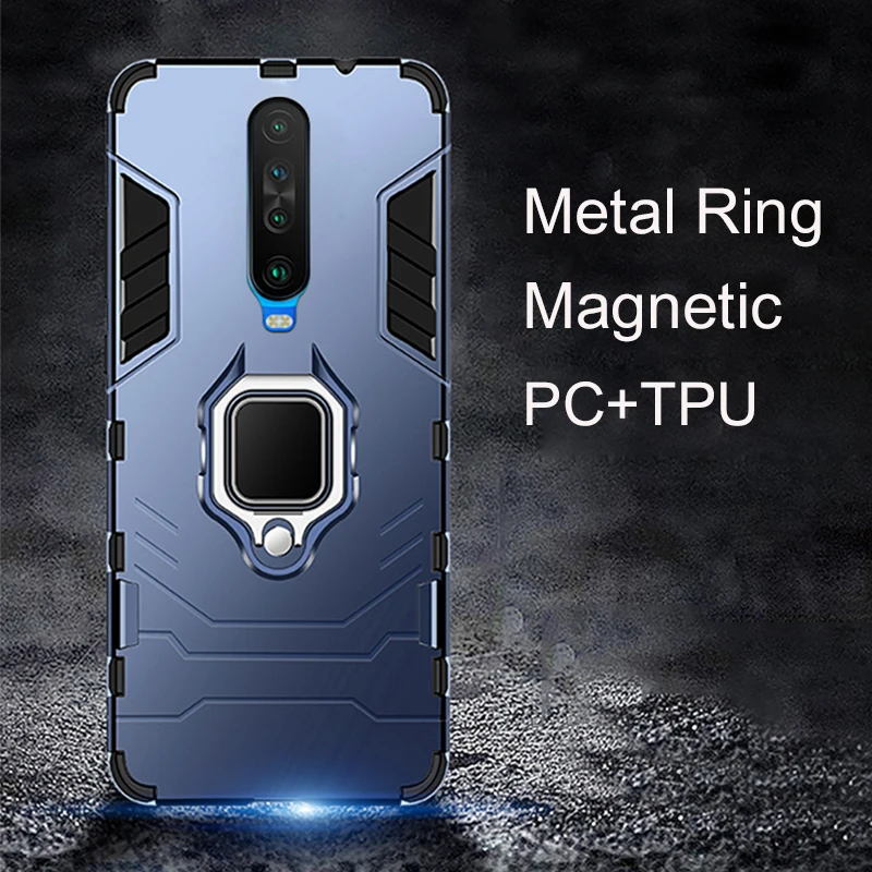 Metal Ring Case For Xiaomi Redmi K30 K 30 Case Cover 4 in 1 Hard Bumper Magnetic Phone Case on For RedmiK30 K 30 Pro 5G Global