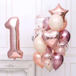 1set di palloncini compleanno in oro rosa con palloncini numero 32 pollici 3/3rd decorazioni per feste di compleanno bambini Aniversare 1/3 anni