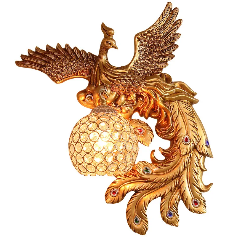 Phoenix Peacock Bird Lamp Art Wall Lights for Home Decor Living Room Bedroom Wall Sconces Modern LED Lighting Fixtures Luminaire