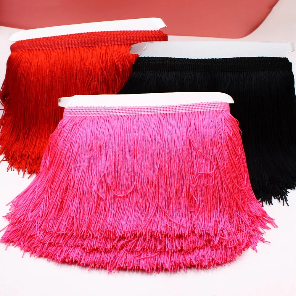 10 Meters Latin Fringe Tassel Double Banded Polyester Latin Dress Macrame 15CM