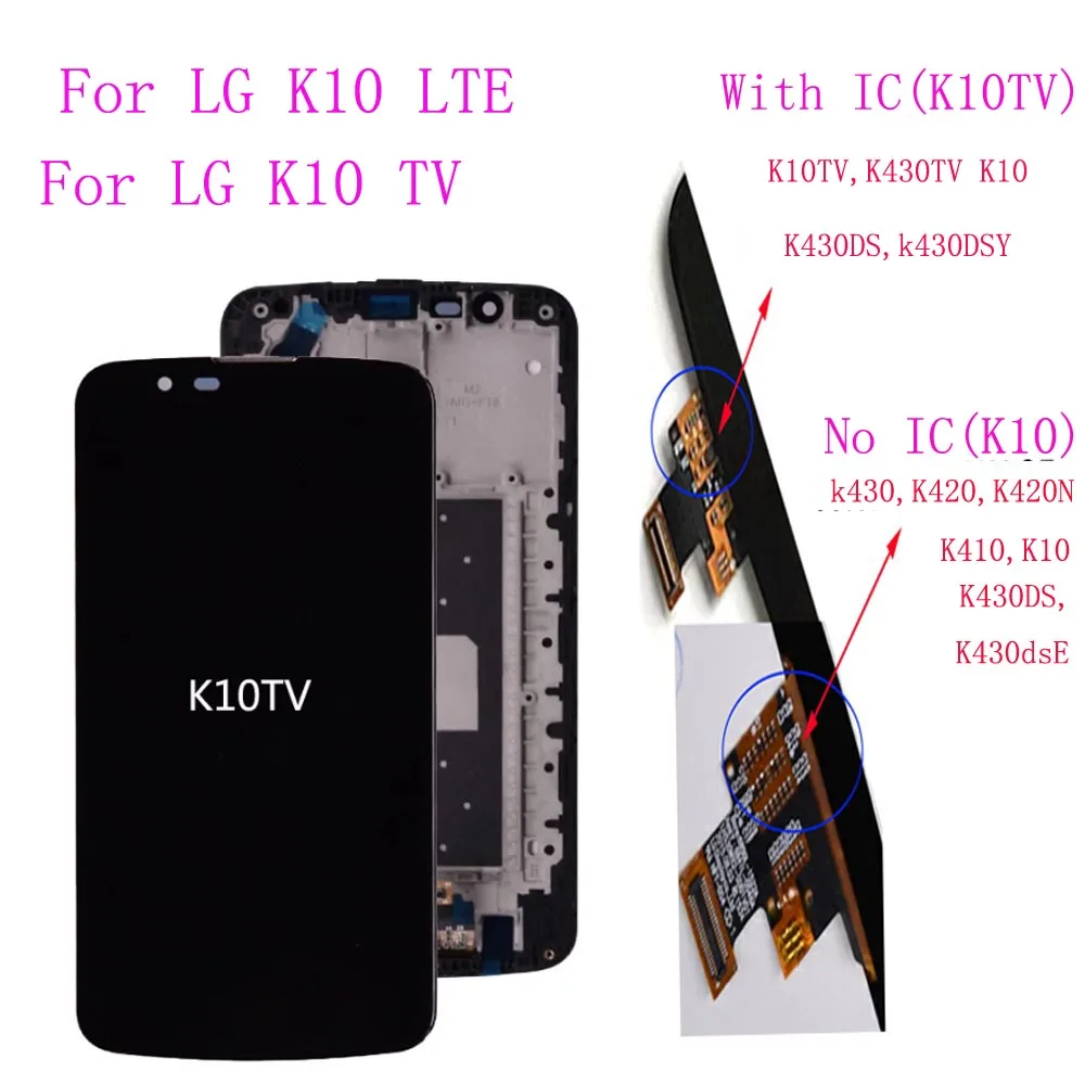 

Original LCD For LG K10 LTE K420N K430 K430DS K410/ K10TV K430TV K410TV LCD No IC/With IC Display Touch Screen Digitizer Assembl