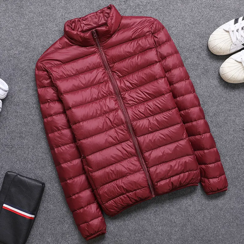 2019 Spring Autumn Jackets Coats Men Warm Duck Down Filler Ultra Thin Light Plus Size 4XL 5XL Male Winter Coat with Portable Bag