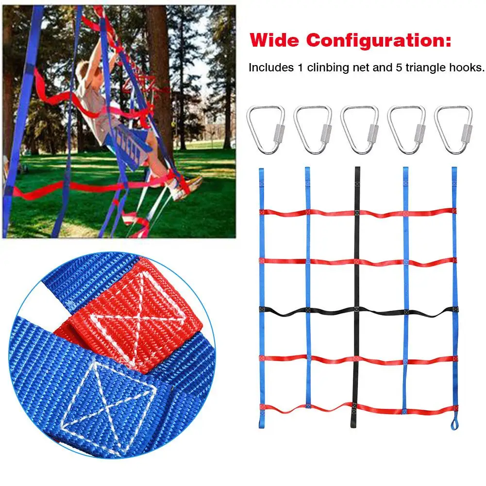 Children Climbing Net Rainbow Nylon Outdoor Kids Physical Training DIY Climbing Accessories Ninja Rope Arm Training 145X185CM