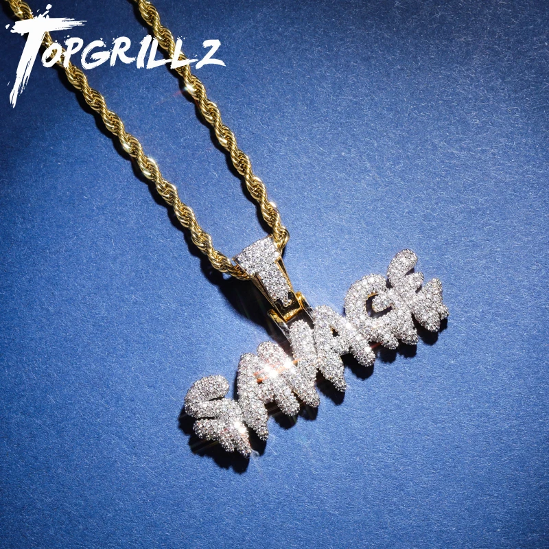 

TOPGRILLZ Hip Hop Necklace Brass Gold Color Iced Out Chains Micro Pave Cubic Zircon Pendant Necklace Charm For Men Gifts