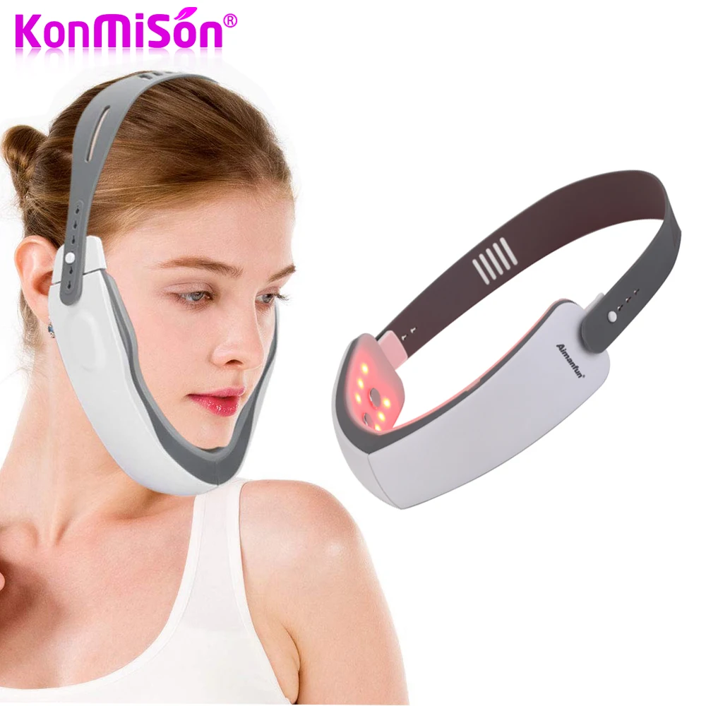 Chin Red Blue LED Photon Therapy Machine V Face Shaping Machine V‑Line Up Lift Belt Face Lifting Face Slimming Vibration Massage