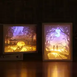 Halloween Christmas 3D Paper Carving Light LED Night Light Bedside Desk Table Lamp Carved CreativeGifts Kids Bedroom 집 꾸미기