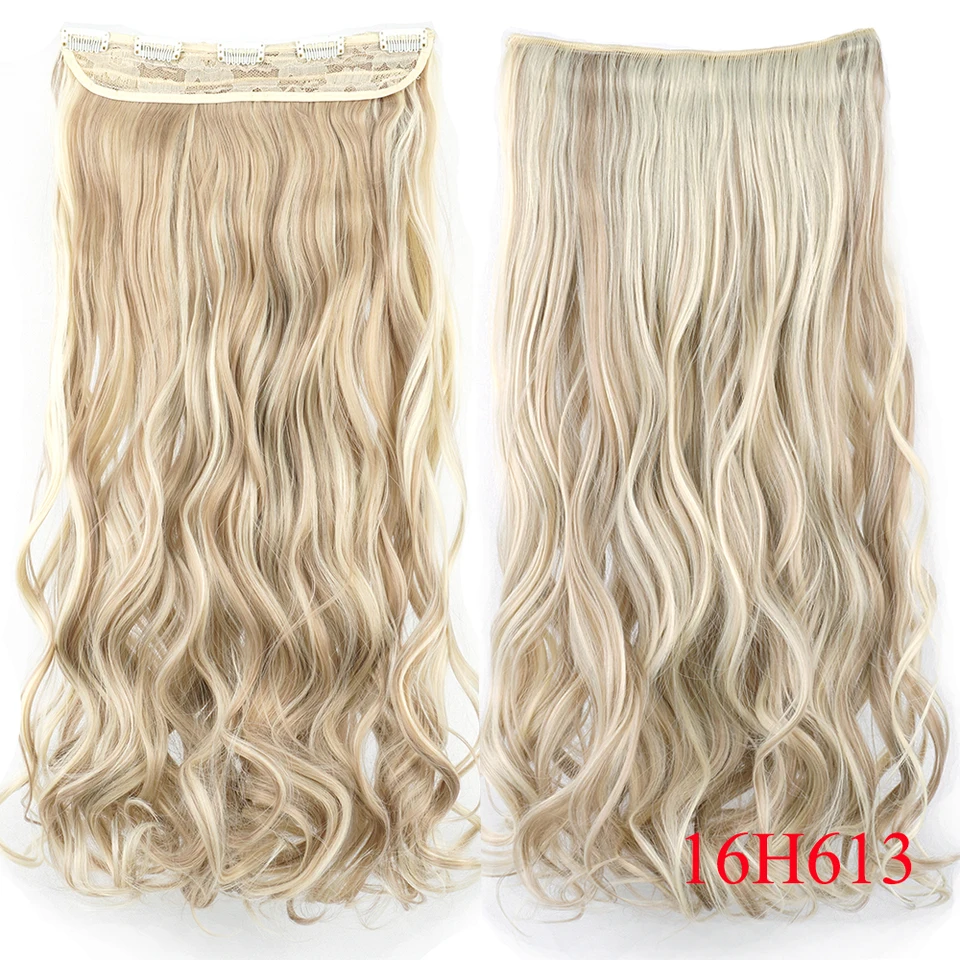 Extensiones de cabello con clip sintéticas Soowee de 24 y 28 pulgadas, con encantos, rubio sucio y marrón rizado 3