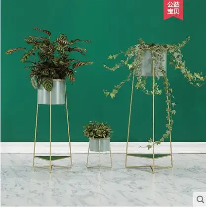 

Nordic light luxury iron art flowerpot rack living room floor type balcony green plant multilayer rack metal flower rack