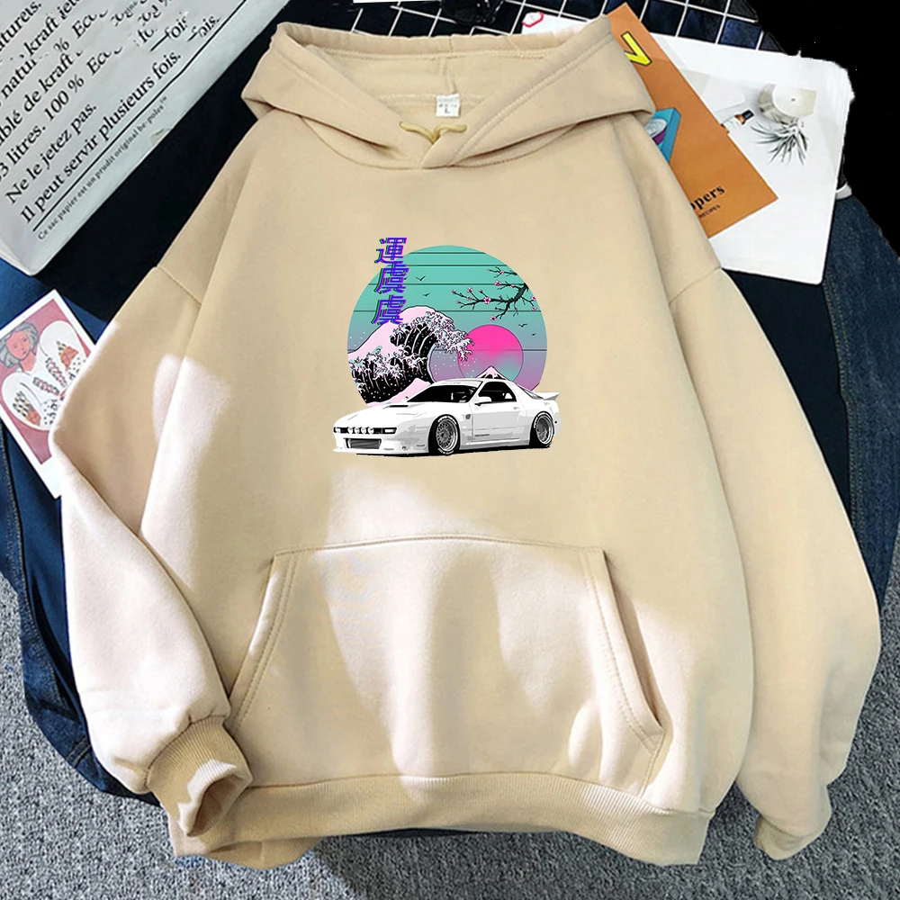 Harajuku Hoodie For Japanese Vaporwave JDM Legend Car RX7  Print Crewneck Sweatshirt Women/Men Long Sleeve Anime Tops