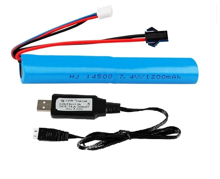 1-3 szt. 14500 7.4v 1200mAh akumulator litowo-jonowy SM plug /USB ładowarka do pistoletu na wodę zabawki elektryczne