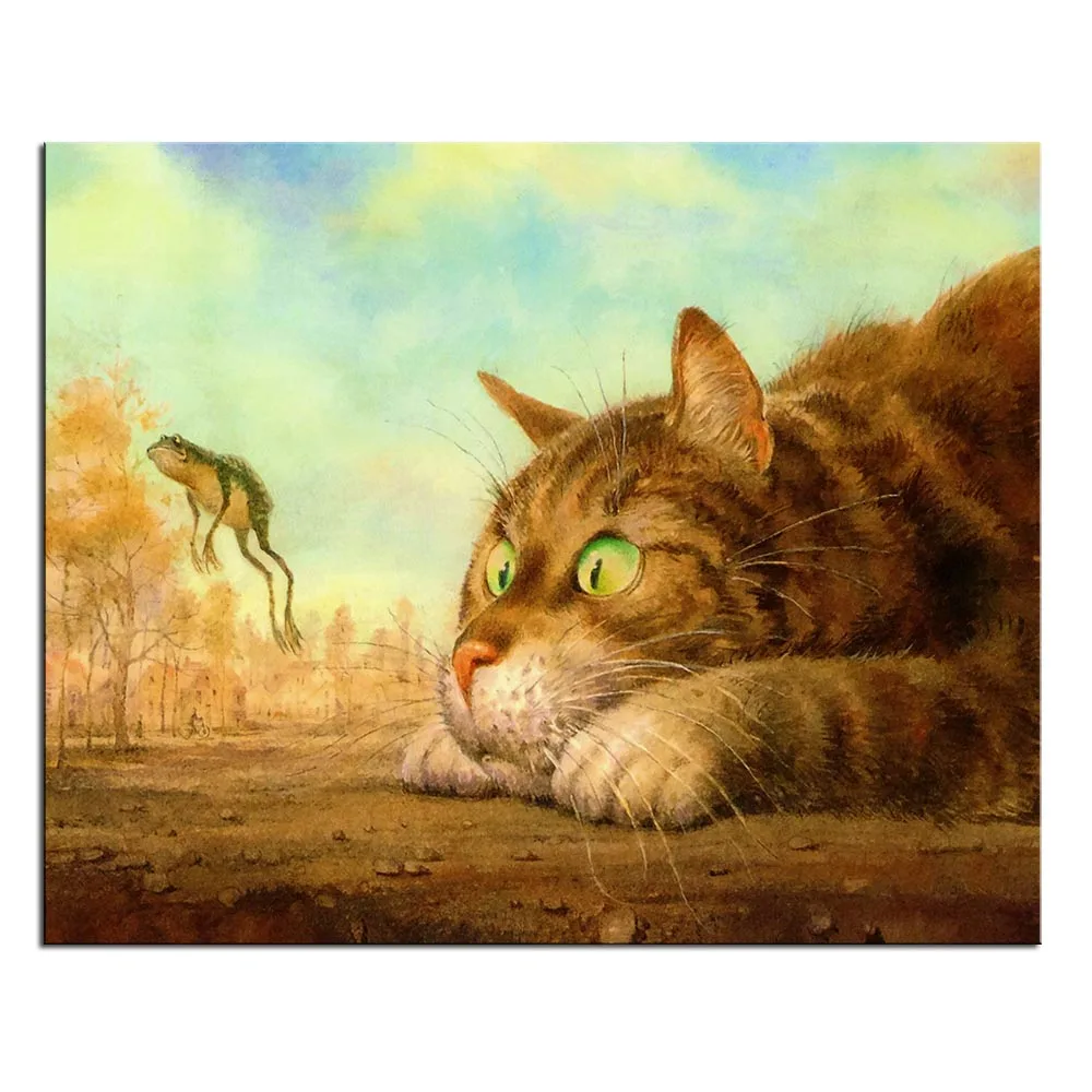 Minimallist Art Vladimir Rumyantsev Cats Poster print Cat painting animal lover gift Home decor for living room wall painting