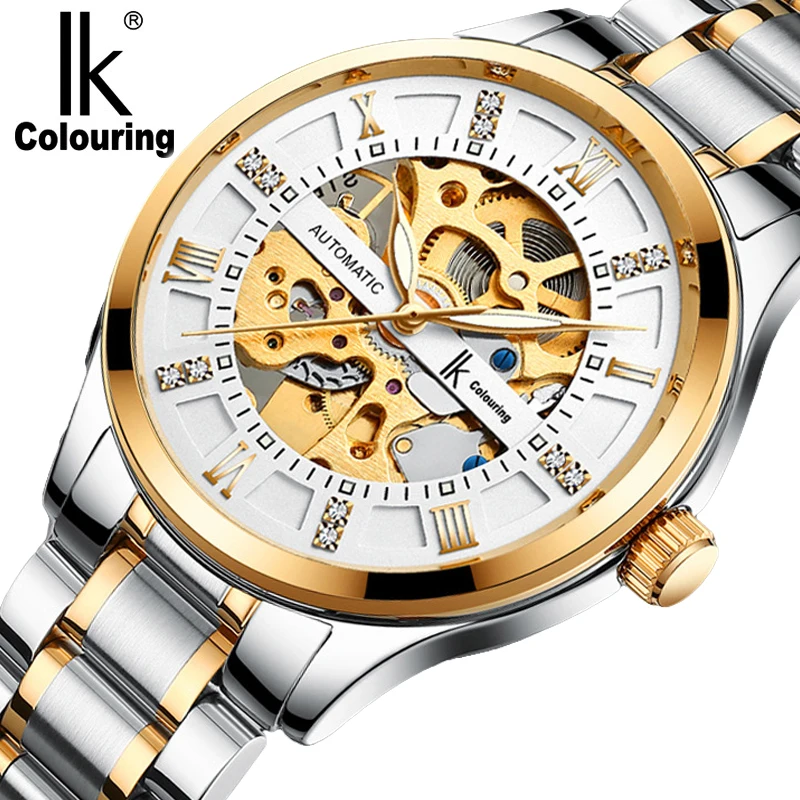 IK Colouring Men Mechanical Wristwatches Skeleton Automatic Watch for Men Luminous Relogio Masculino Clock