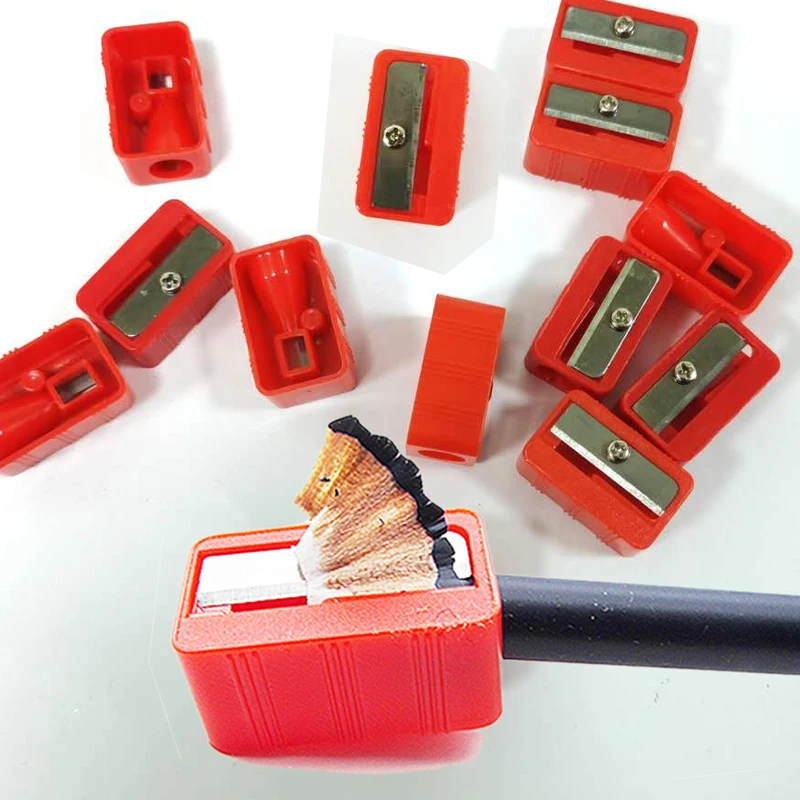 Plastic Mini Red Pencil Sharpener Single Hole Rectangle Cutter Knife Small Manual Pencil Sharpener School Students Kids Supplies