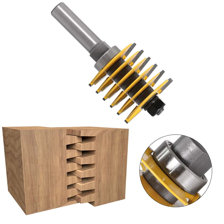 1pc 1/2inch 8mm 12mm Shank Brand New 2 Teeth Adjustable Finger Joint Router Bit Tenon Cutter Industrial Grade for Wood Tool