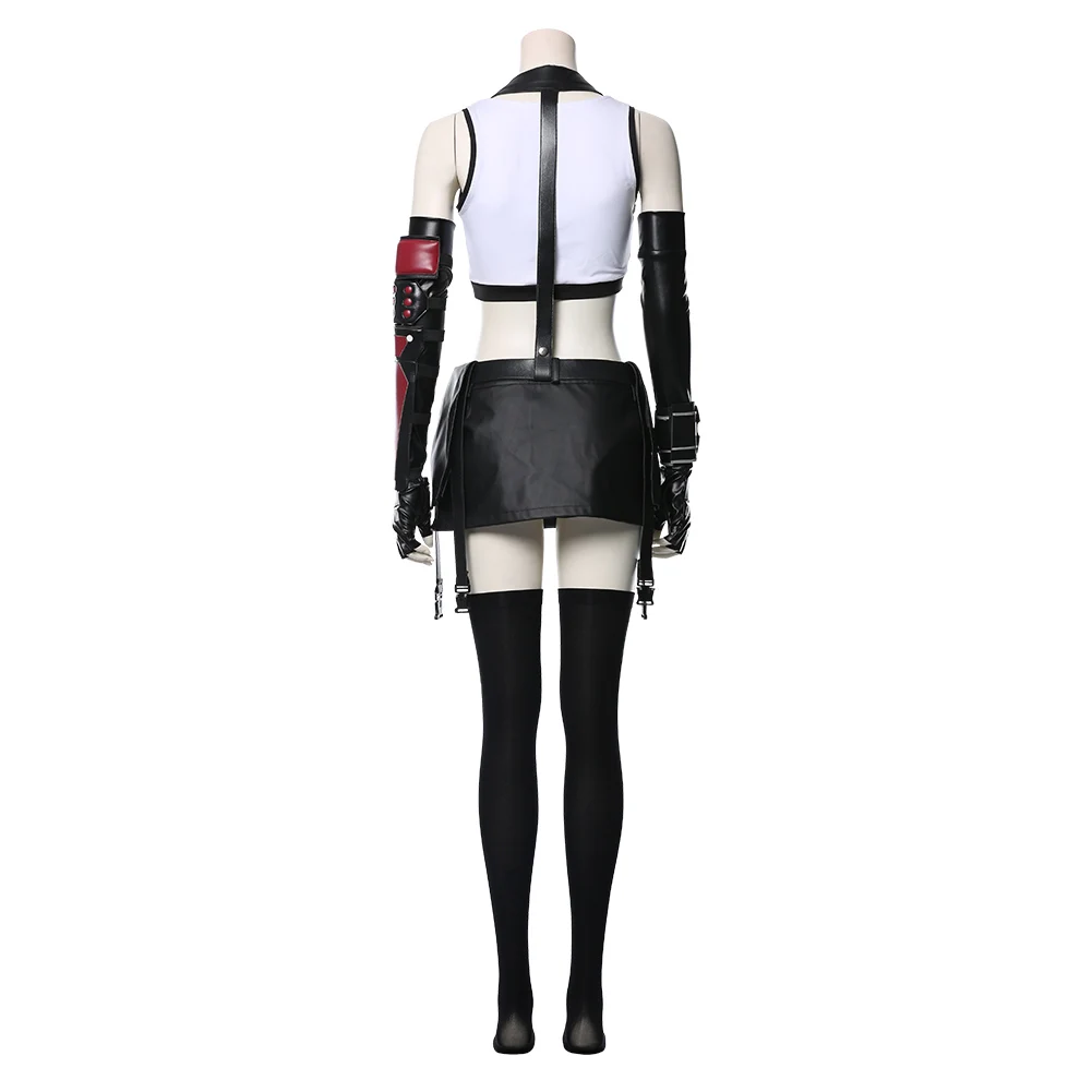 Tifa Lockhart Cosplay Kostüm Fantasy Vii Frauen Schuhe Stiefel Perücke Outfits Sport Weste Rock Outfits Halloween Karneval Anzug