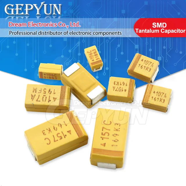 10szt A B C D Typ SMD Kondensator tantalowy 476 106 6.3V 10V 16V 25V 35V 0.33/0.47/2.2/3.3/10/22/33/47/100/150/220/330/470 UF SMD