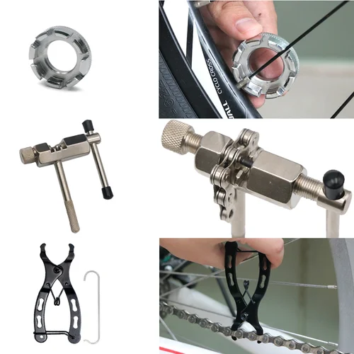 Imagen 2 del producto Kits de herramientas de reparación de bicicletas, regla de medición de cadena de bicicleta, Extractor de manivela, cortador de cadena, removedor de volante de inercia, piezas de reparación de ciclismo