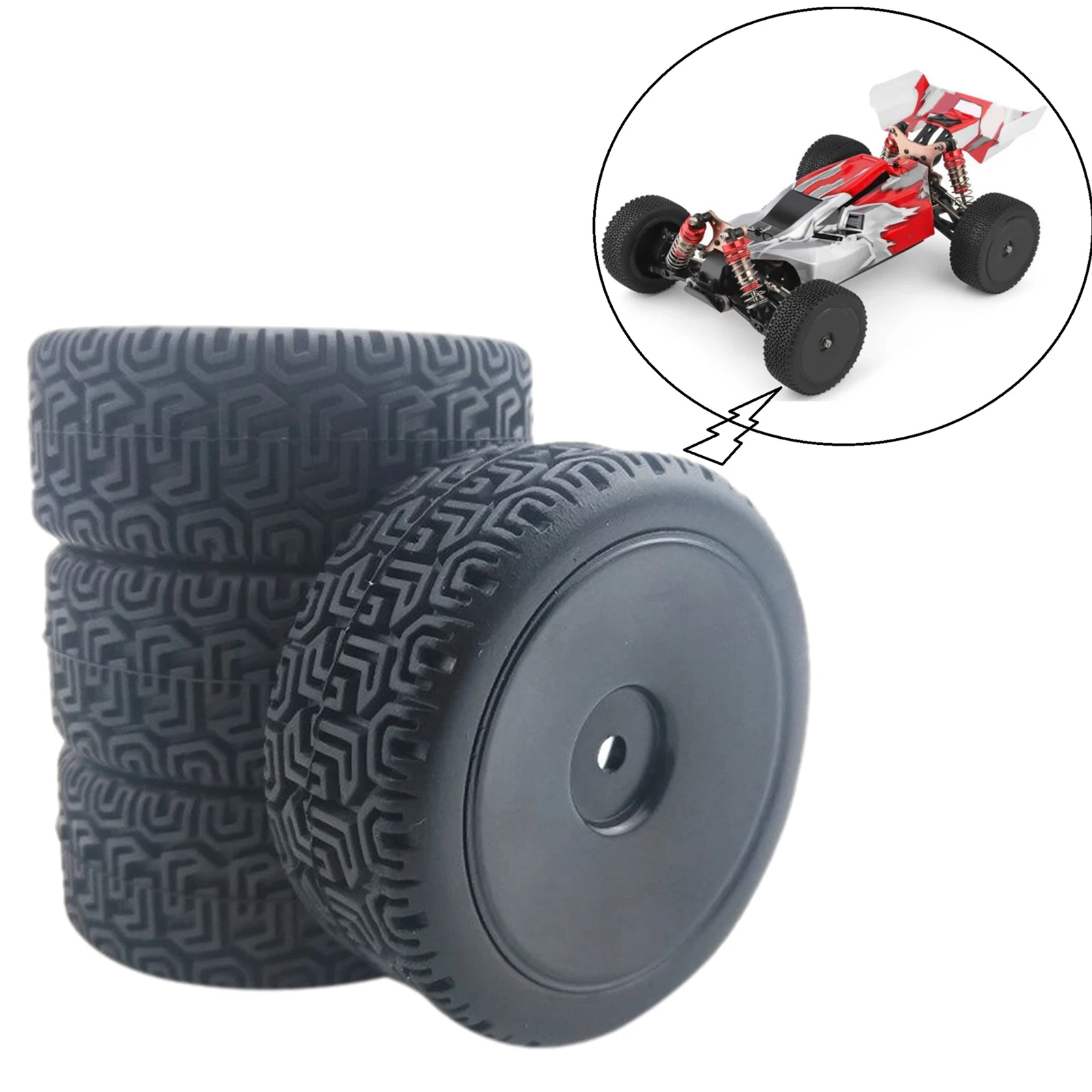 4X RC Rubber Tyres for WLtoys 144001 and 1/18 1/16 1/10 RC Buggy Crawler  On/Off Road Car Spare Parts Accs