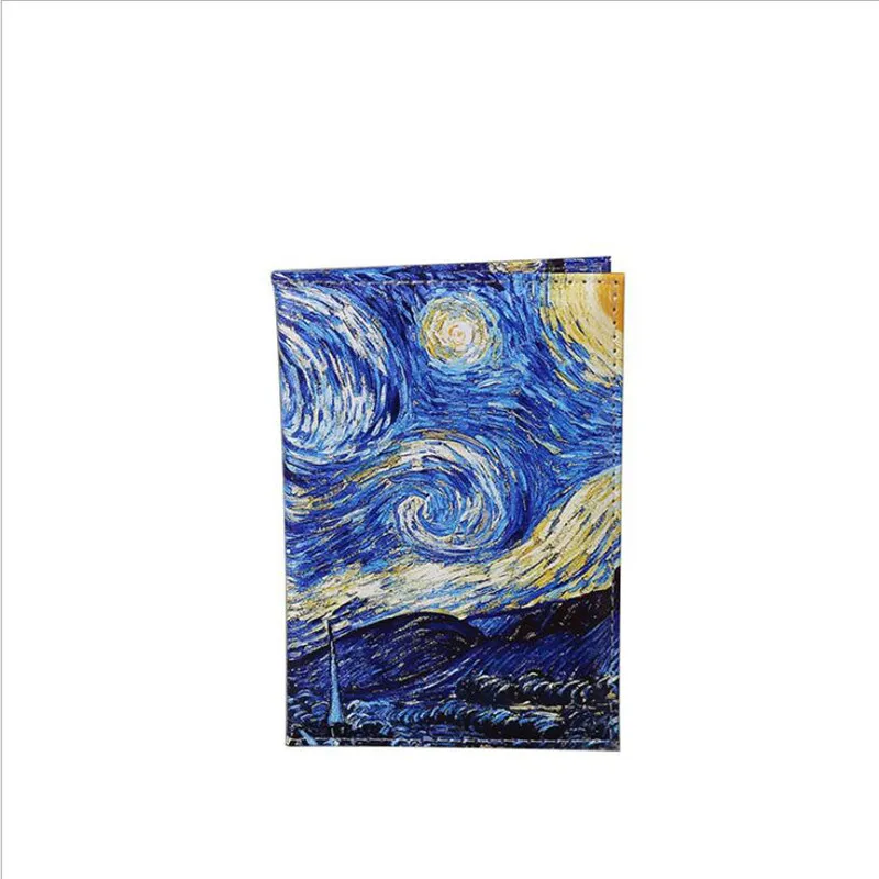 Starry Sky Passport Cover Women Pu Leather Travel Wallet Color Landscape Passport Holder High Quatity Case for Passports