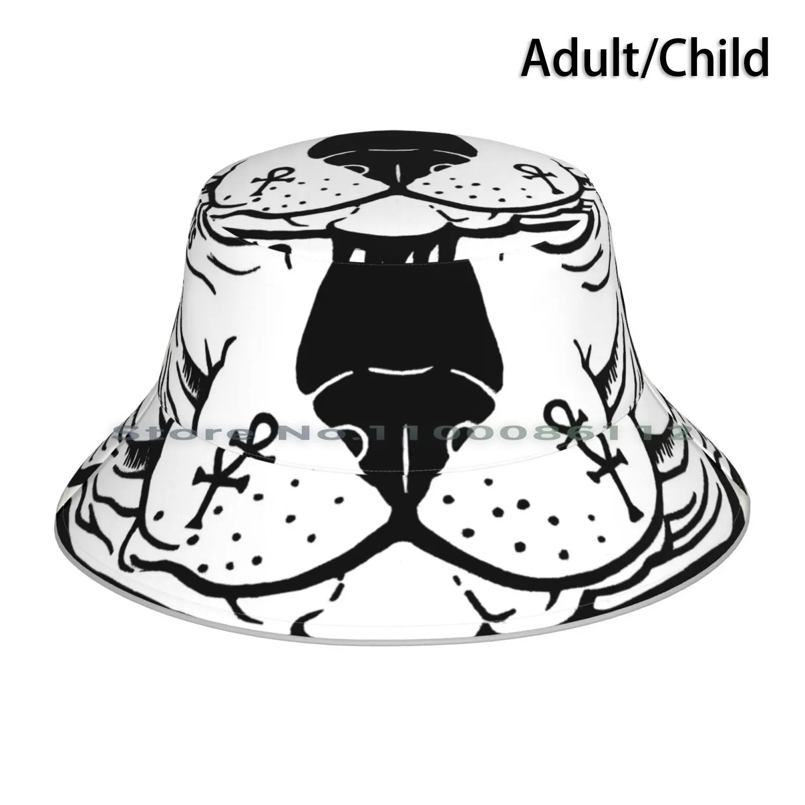 Sphynx Tattooed Bucket Hat Sun Cap Feline Sphynx Tattoo Scarab Hairless Cat Egyptian Animal Mystic Mammal Foldable Outdoor