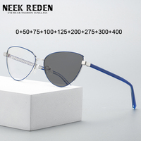 Retro Cat Eye Photochromic Reading Glasses Women Fashion Anti Blue Light Computer Presbyopia Eyelasses With Resin Lens Diopter