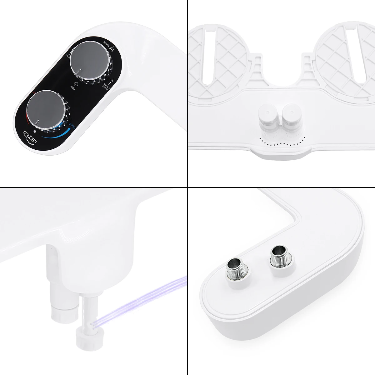 Hot/Cold Toilet Bidet Toilet Seat Attachment Dual Nozzle Brass Water Inlet 3 Modes Bidet Toilet Water Sprayer Hygienic Shower