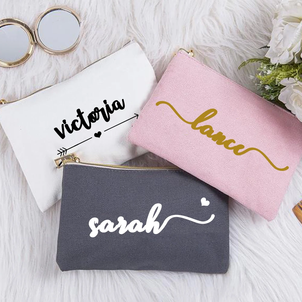 Personalized Bridesmaid Makeup Bag Bridesmaid Gift Name Makeup Organizer Cosmetic Bag Bridesmaid Pouch with Gold Foil Bridesmaid