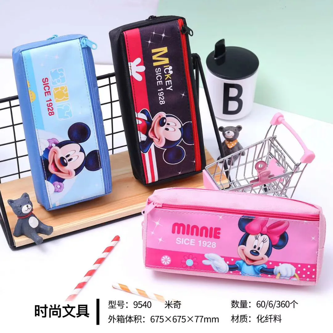 Disney Mickey Minnie pencil case cartoon promotional stationery box cute hand bag school supplies gift