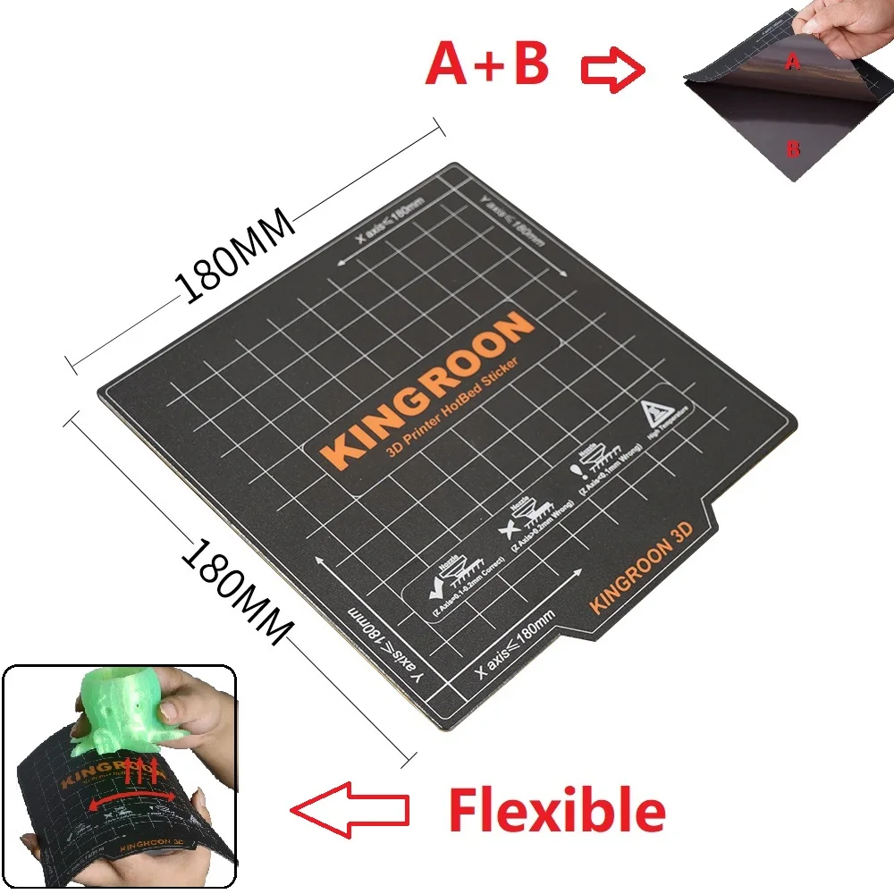 RAMPS-Fita magnética cama, 3D Printer Parts, Print Sticker, Praça Build Plate, Tape Surface, Flex Plate Base, KP3S, 180 milímetros