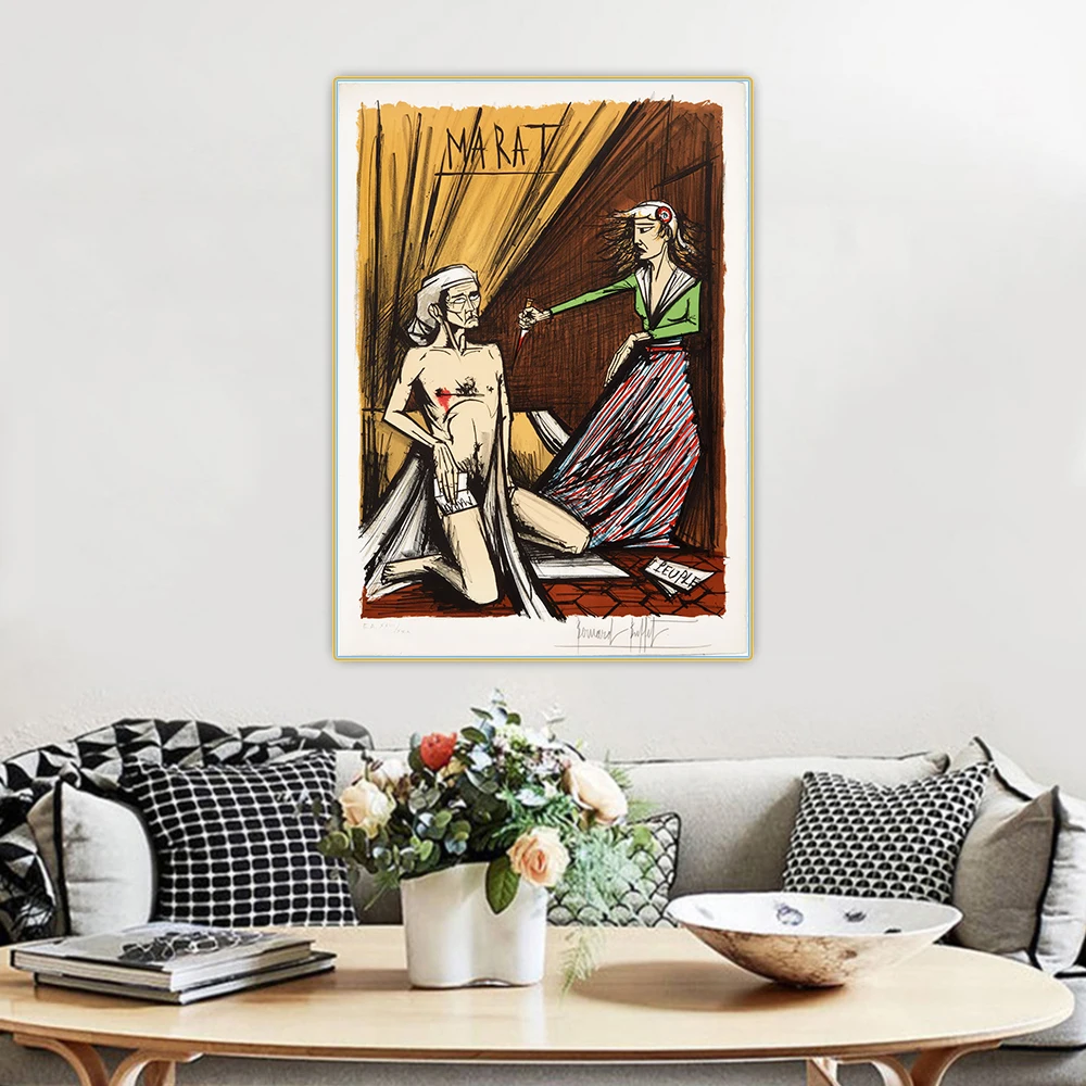 The death of Marat by Bernard Buffet Canvas Oil Painting Artwork Aesthetic Decorative Picture Wall Hanging Decor Home Decoration