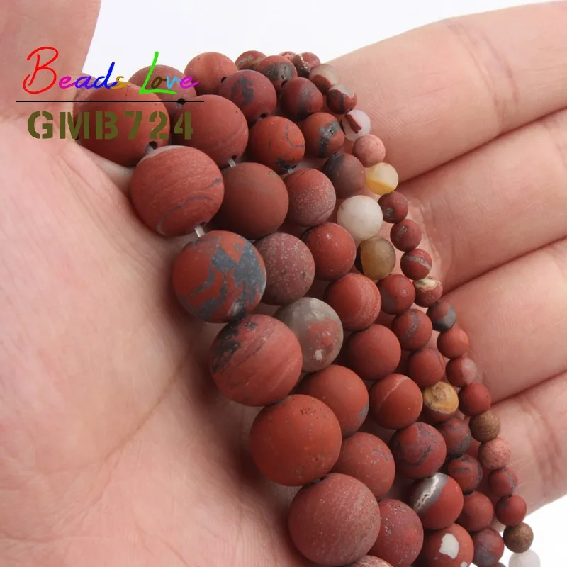 Natural Stone Dull Polish Matte Red Jaspers 4 6 8 10 12mm Round Beads for Jewelry Making Diy Bracelet Necklace Wholesale 15 Inch