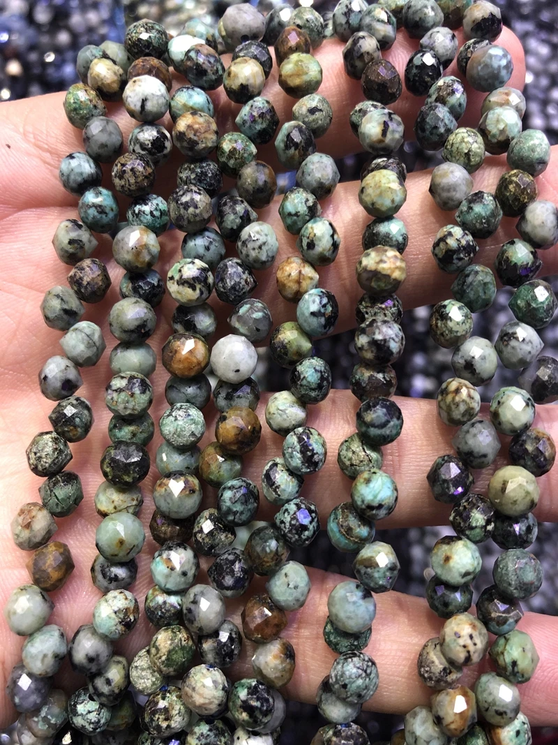 Wholesale 2string of 15.5" 100% Natural African Turquoise Bead 6mm Faceted Round Tear Drop Gem Stone Loose Beads for Jewelry