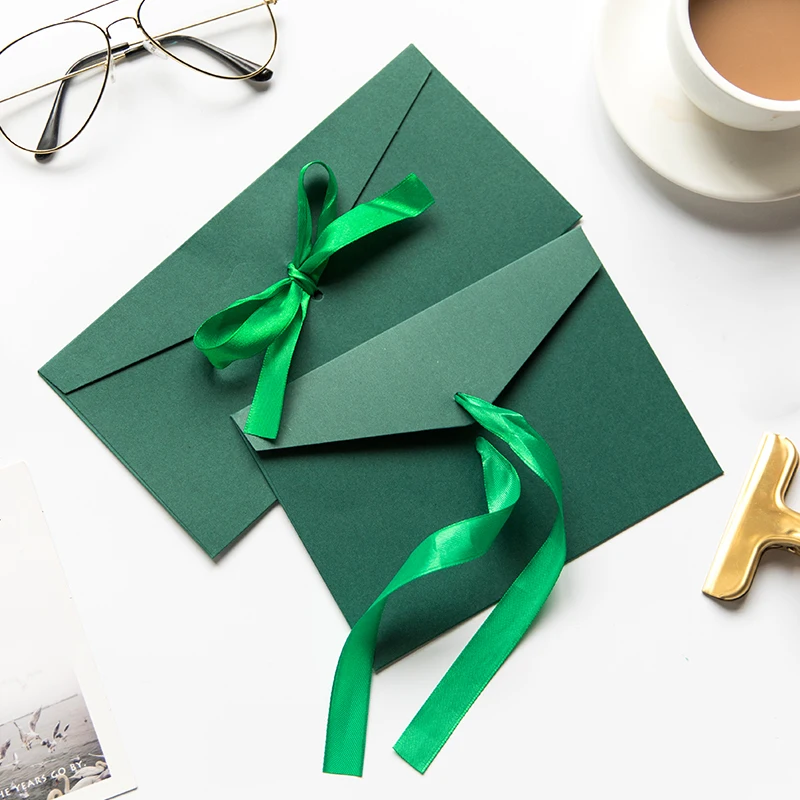 Vintage 250g Blank Kraft Paper DIY Multifunction Wedding Envelope Party Ribbon Invitation Envelopes Postcard Box Package Paper