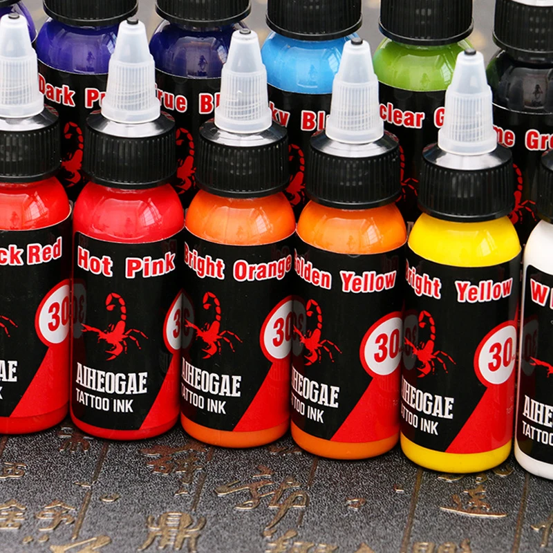 30ML/Bottle Professional Tattoo Pigment Inks Safe Half Permanent Paints Supplies For Beauty Makeup Body Art