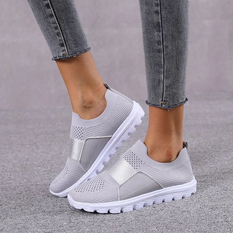 New Style Women's Sneakers Ladies Jersey Shoes Flat Casual Summer Slippery Vulcanized Light Mesh Breathable Women's Running Shoe