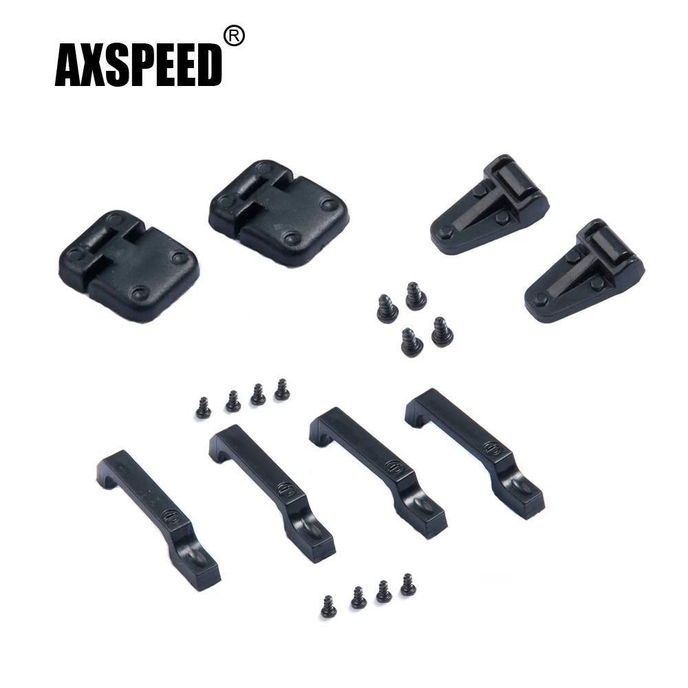 AXSPEED ABS Plastic Black Car Door Hinges & Door Handles & Engine Cover Hinge for TRX-4 TRX4 Defender 1/10 RC Crawler Car Parts