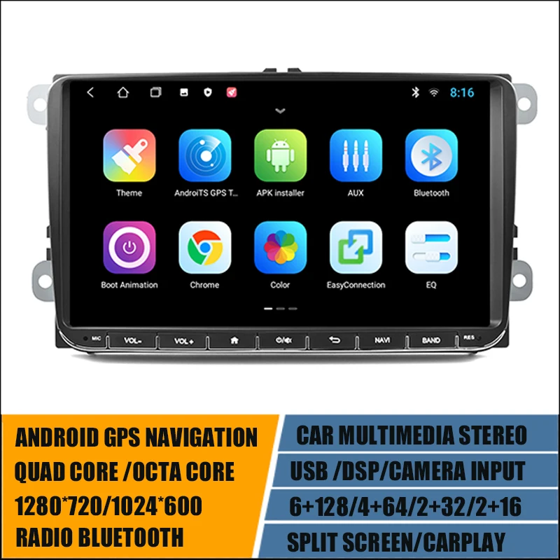 

AutoRadio 2 Din Android Car GPS Player For VW PASSAT POLO GOLF GTS 2008-2017 Multimedia Navigation Audio stereo Head unit 6+128G