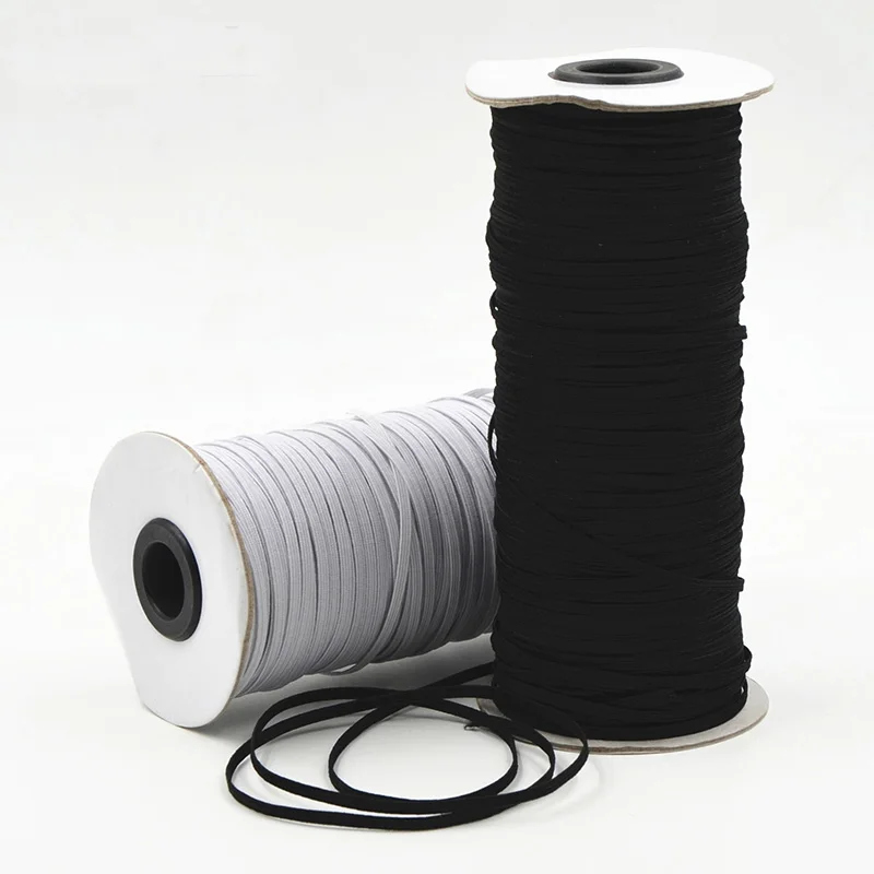 1 rolle Elastische Band Weiß Schwarz Nylon Gummi Band Kabel Geflecht Starken Seil Garment Nähen Zubehör DIY Maske Handwerk 3/6/ 8/10/12mm – Detail 2