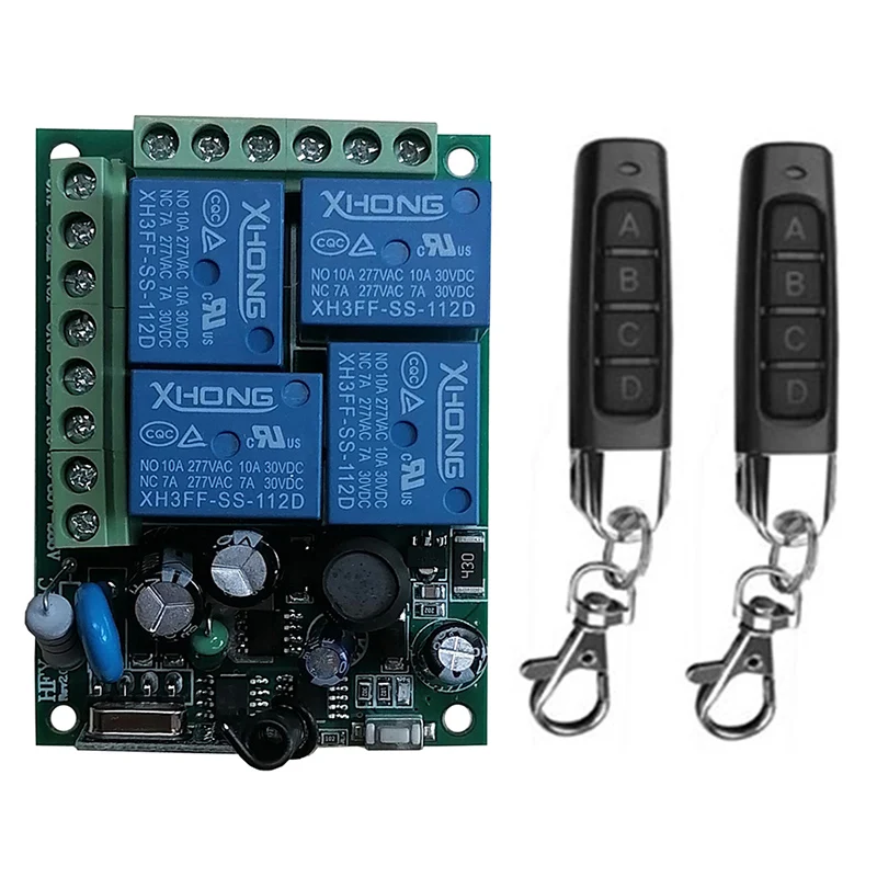 

433MHz Universal Wireless Remote Control AC110V 220V 4CH Relay Radio controller Receiver Module RF Switch for Gate Garage opener