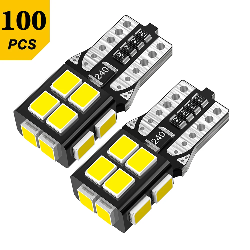 

AUXITO 100Pcs T10 W5W LED Lights Canbus Error Free 194 168 Auto Interior Lamp License Number Plate Parking Side Position Light