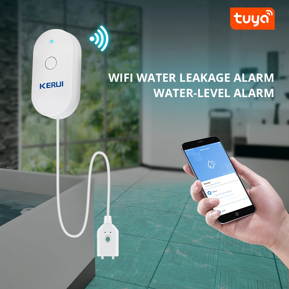 KERUI Tuya WiFi Water Sensor Smart Home Kitchen Water Leak Detector Monitor of Leaks Phone Notification Security Alarm