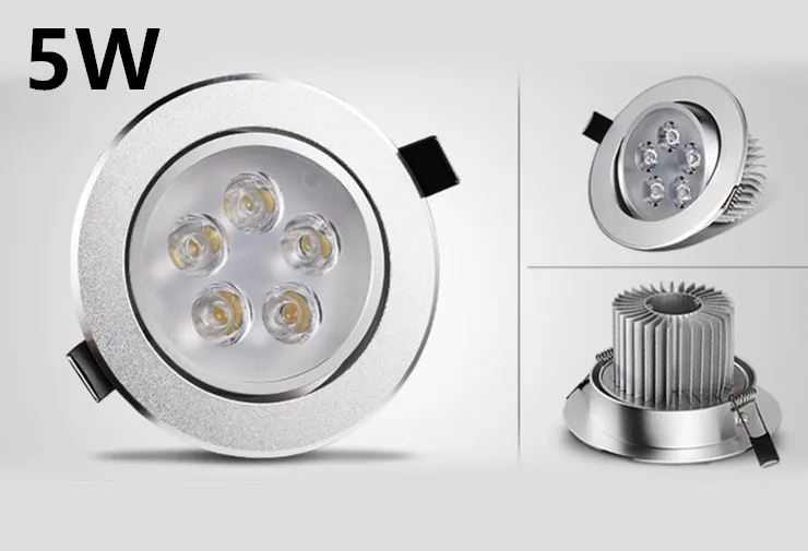 Lampa sufitowa LED typu Downlight o dużej mocy 3W 5W 7W z możliwością przyciemniania, wpuszczana lampa punktowa 110V-220V