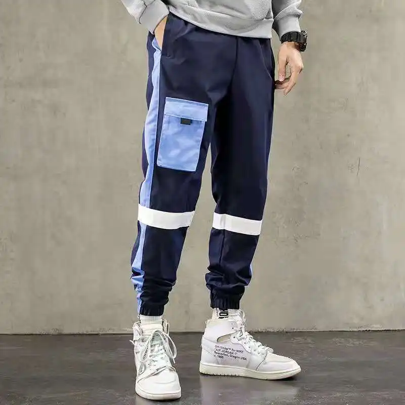 

Korean Fashion Men's Cargo Pants Teenagers Casual Elastic Waist Long Pants Ankle-banded Harem Trousers Autumn Streetwear