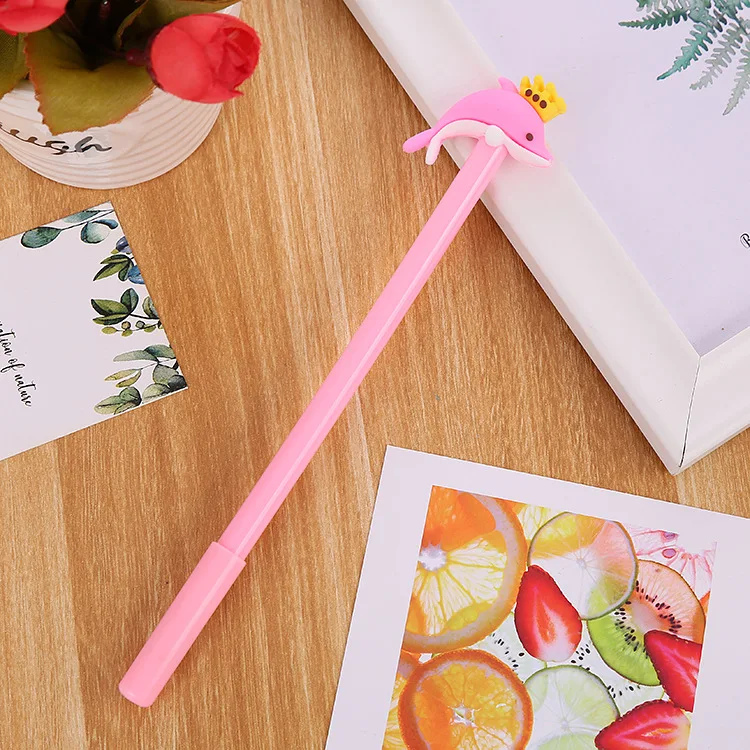 24 pcs Creative Dolphin Gel Pen Cute Student Stationery Cartoon Whale Office Supplies Sign Pen Factory Wholesale