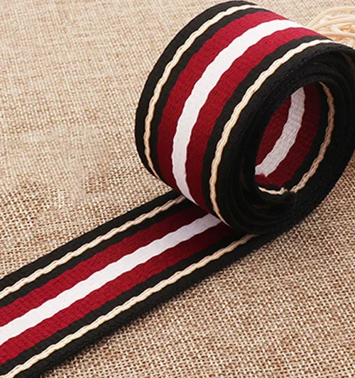 6 YARDS 38mm Striped Cotton Webbing Soft nylon Webbing buckle Poly Lanyard Webbing for handbag handle Belt Bag Purse