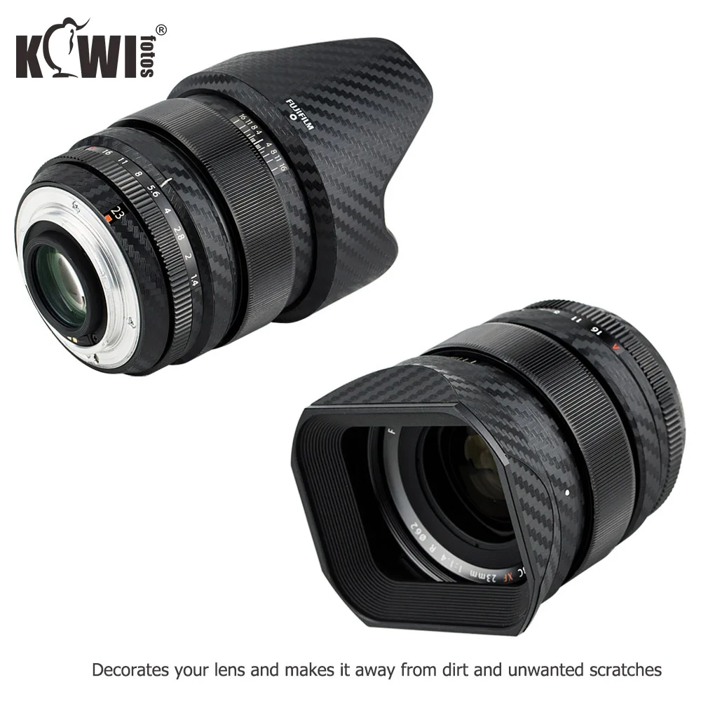 Anti-Scratch-und Objektiv Haube Abdeckung Haut Film für Fujifilm XF 23mm F 1,4 R Objektiv & LH-XF23 Objektiv Haube 3M Aufkleber Carbon Fiber