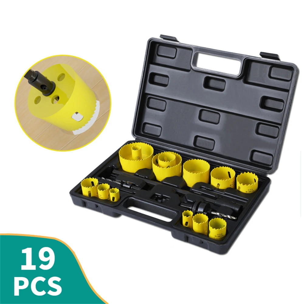 19pcs Holesaw blades kit HSS Bimetal holesaw Bit Set adjustable holesaw cutter metal cutting Core Drill Hole Cutting Saw