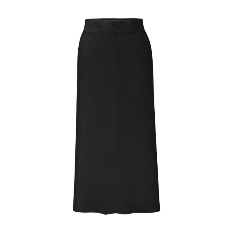 Fashion Autumn Winter Korean Knitted Women Skirts Large Size Elastic Waist Split A-line Skirts Female  Plus Size Skirts